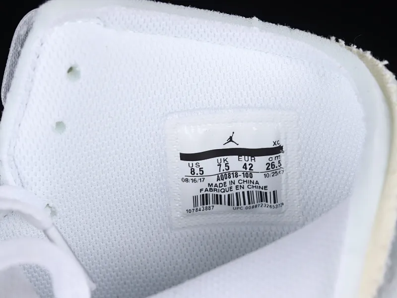 All categories Air Jordan Jordan series basketball shoes Air Jordan 1 High L version Off White x Air Jordan OW AJ1 Joe 1 joint all-white high-top basketball shoes AQ0818-100